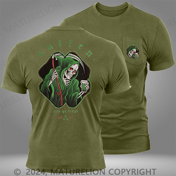 Maturelion Erin Go Bragh Green Reapers and Beer Black Pocket T-Shirt