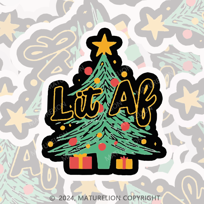 Maturelion Lit AF Christmas Tree Sticker