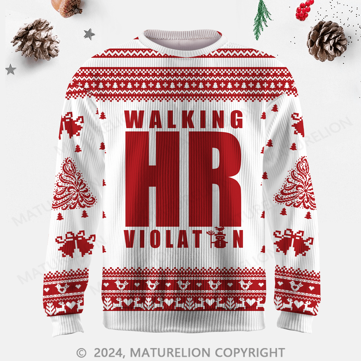 Maturelion Walking HR Violation Ugly Sweater