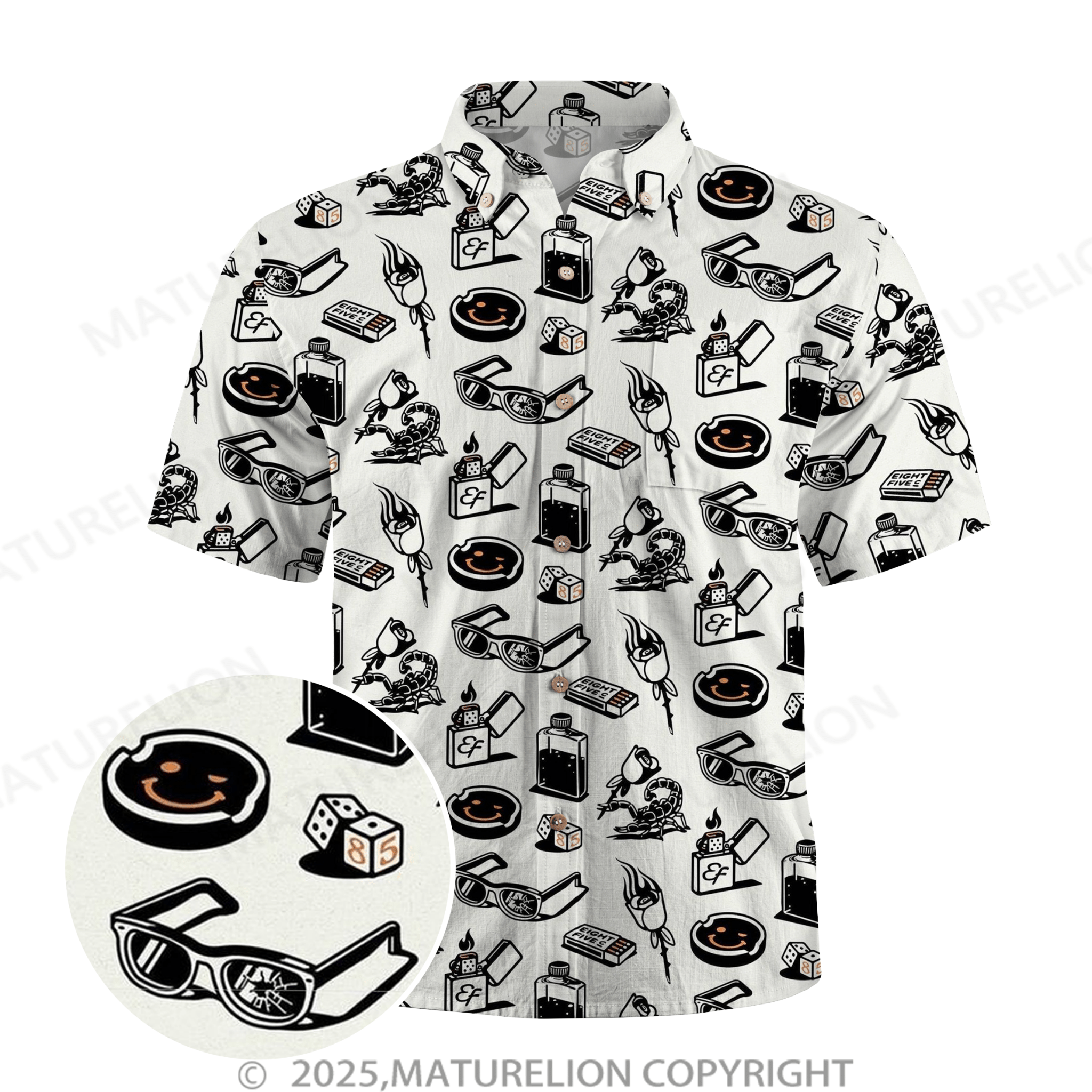 Maturelion Men's Hawaiian Shirt Tiki Bar Hawaiian Shirt