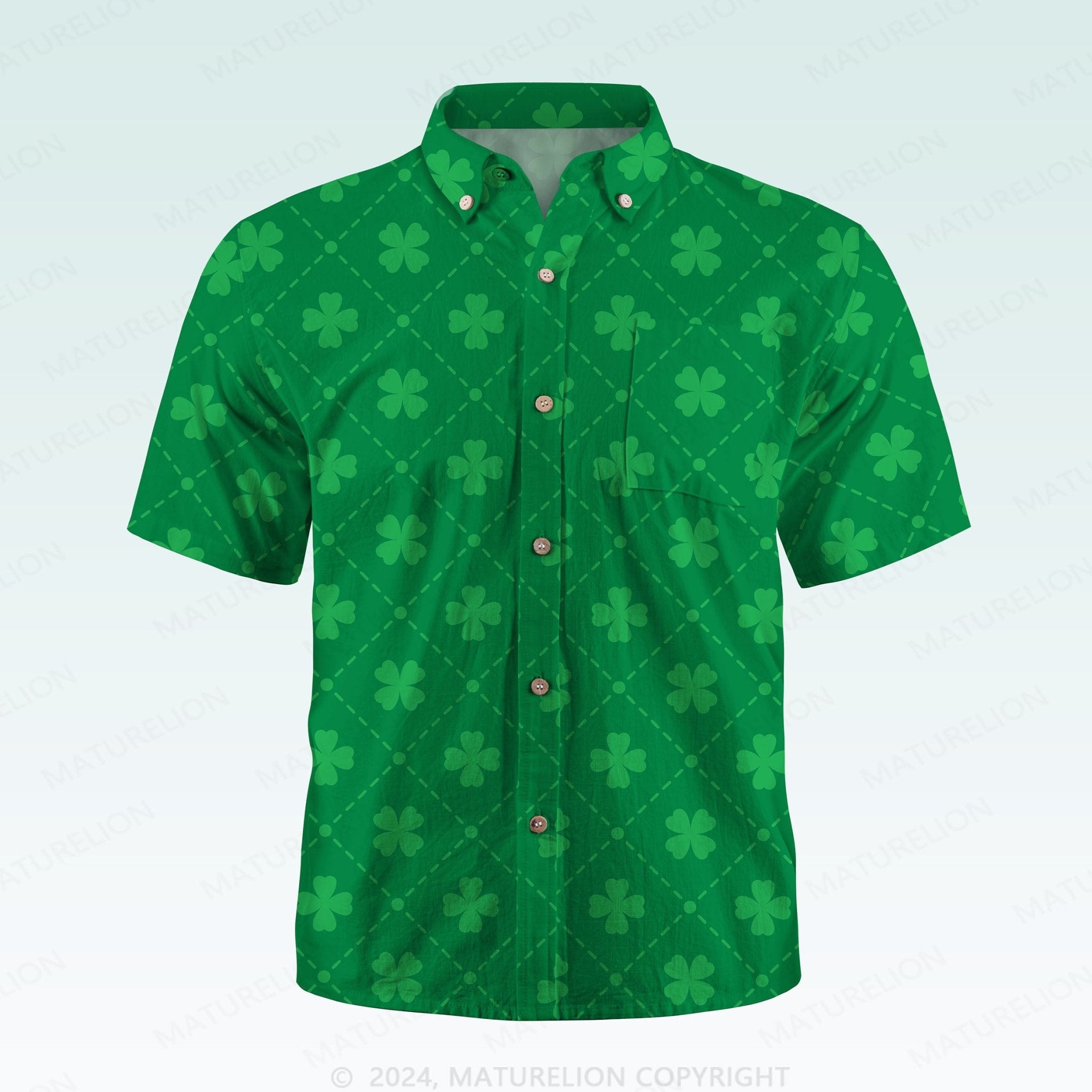 Maturelion St. Patrick's Hawaiian Shirt Retro Shamrock Adventure Hawaiian Shirt