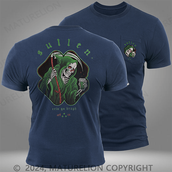Maturelion Erin Go Bragh Green Reapers and Beer Black Pocket T-Shirt