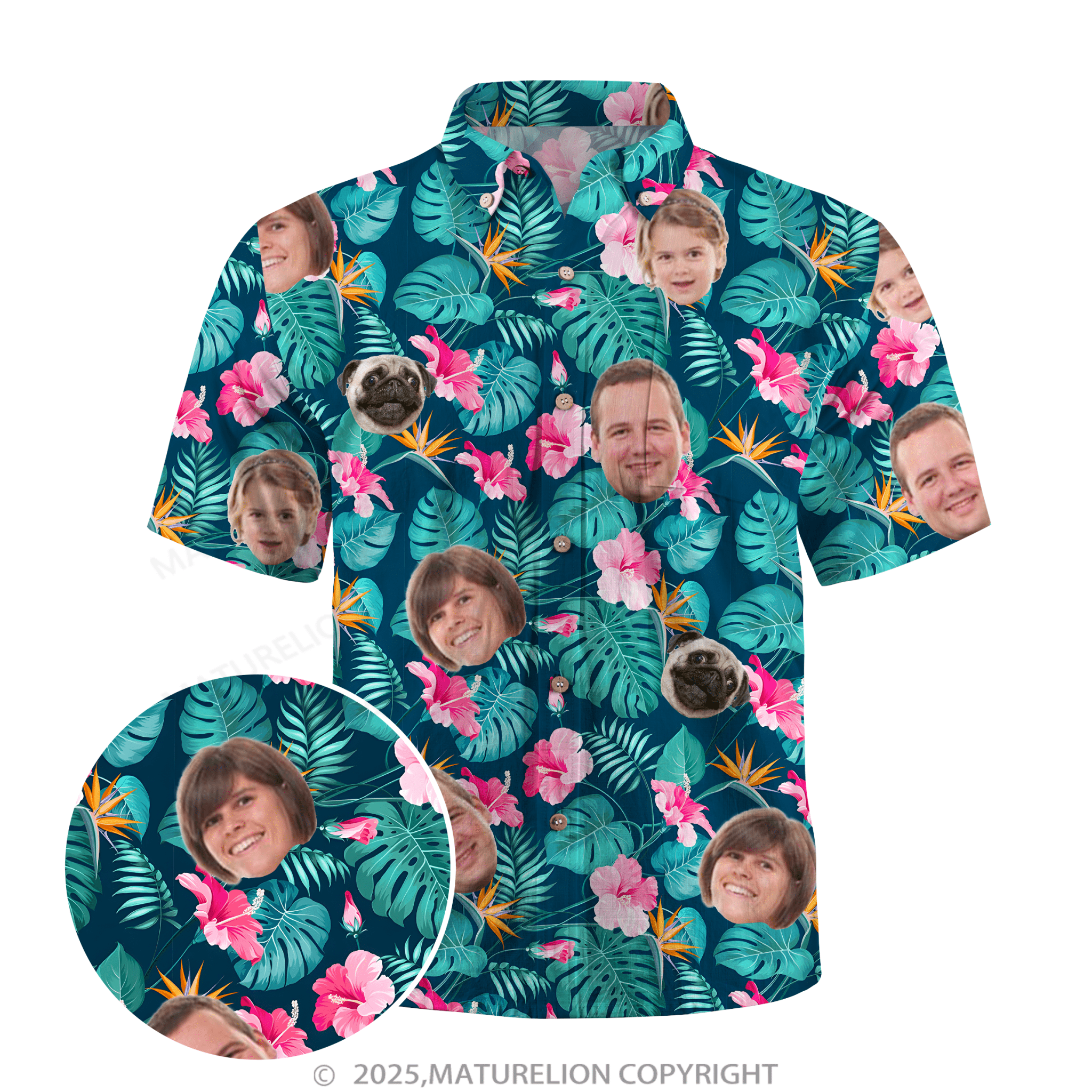 Maturelion Aloha Shirts Custom Face Hawaiian Shirt