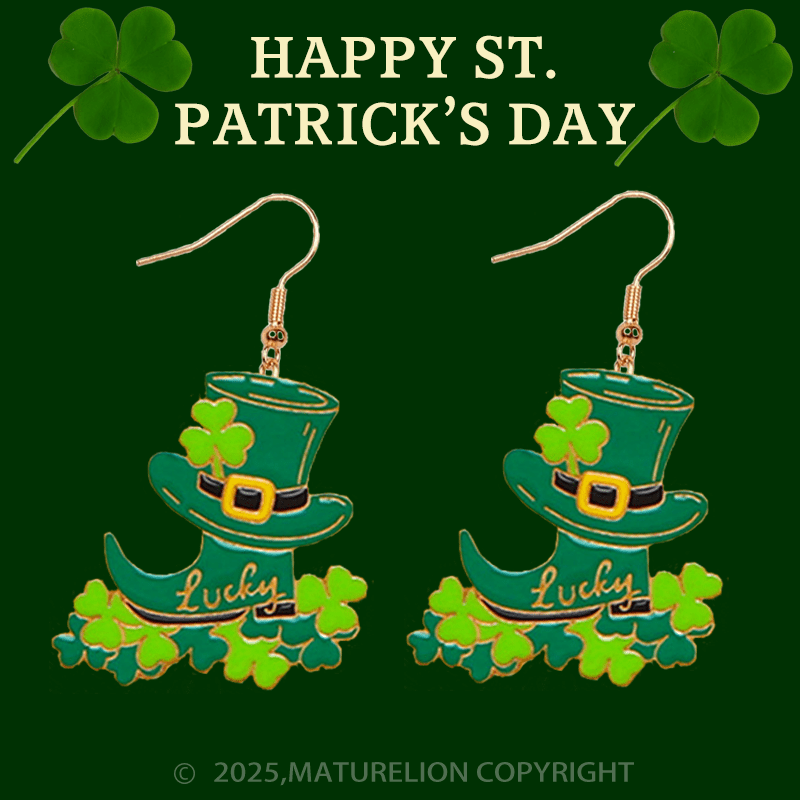 Maturelion St Patrick's Earring St. Patrick's Day Plastic Bead Earring Wear Your Luck