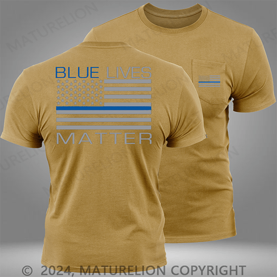 Maturelion Blue Lives Matter Pocket T-Shirt