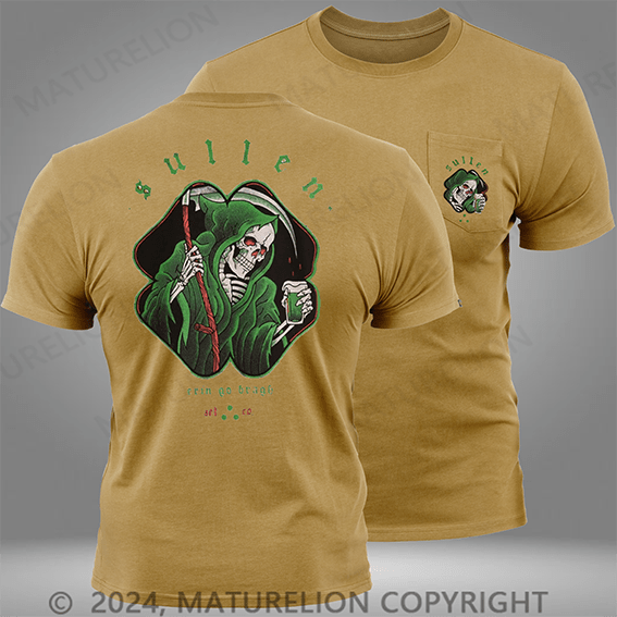 Maturelion Erin Go Bragh Green Reapers and Beer Black Pocket T-Shirt