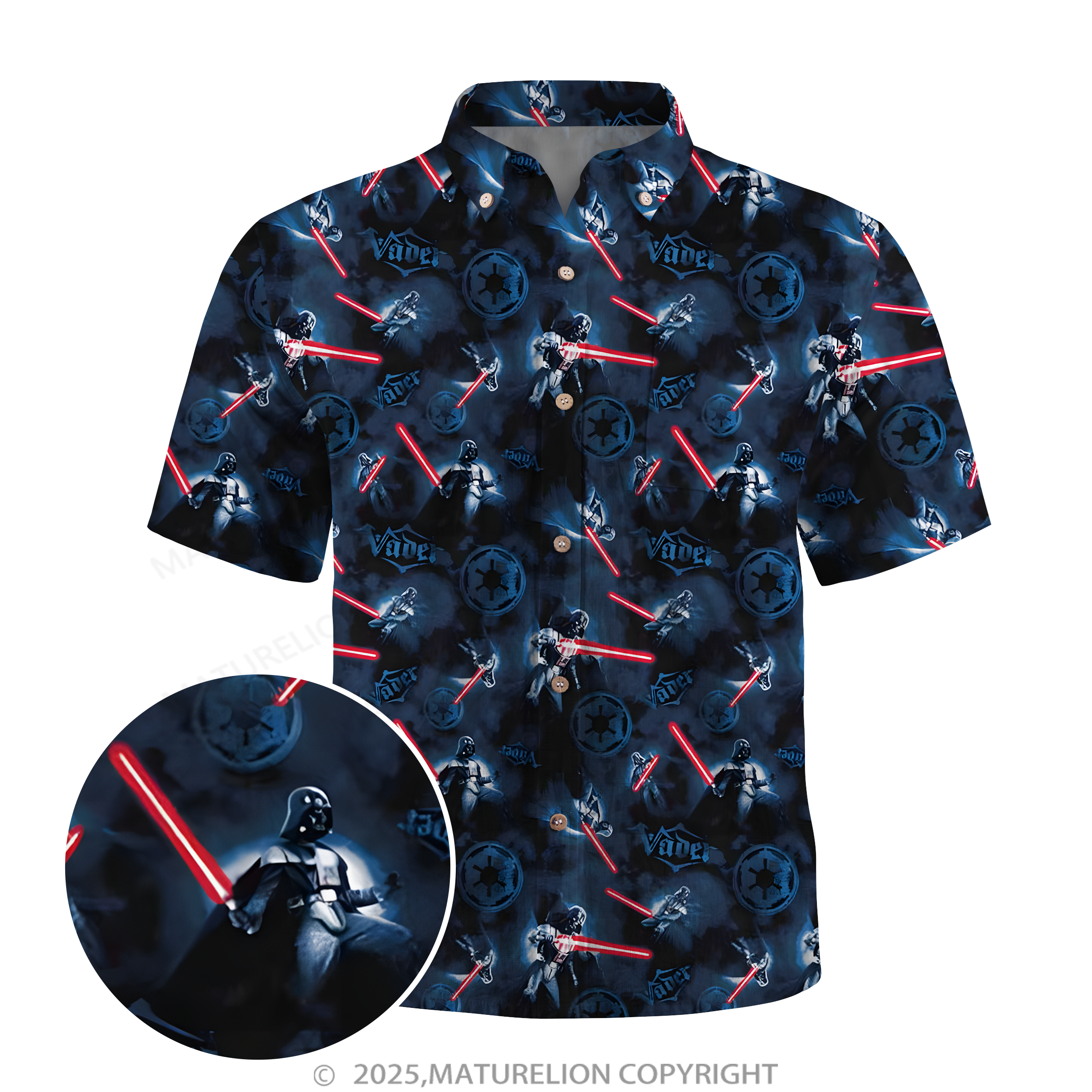 Maturelion Men's Hawaiian Shirt Cosmic Synthwave Dark Helmet Hawaiian Shirt