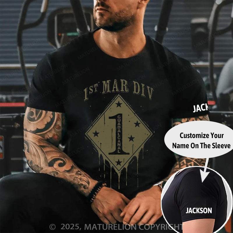 Maturelion Men's T-shirt 1ST MAR DIV GUADALCANAL Cotton T-shirt