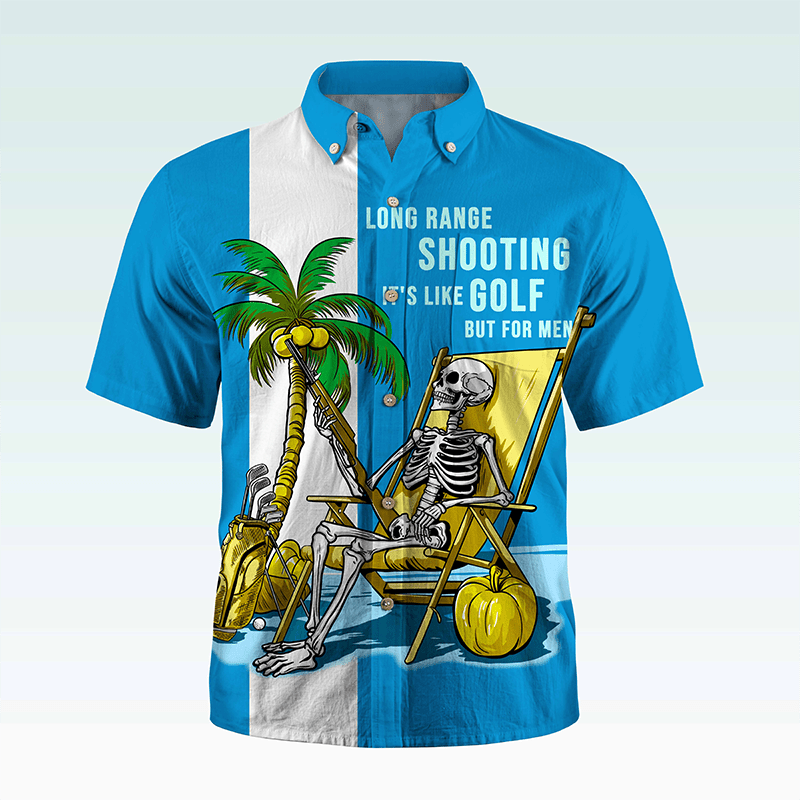 Maturelion Men's Hawaiian Shirt Coconut Tree Skeleton Shirt Men Casual Hawaiian Short Sleeve Button Down