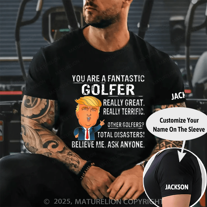 Maturelion Men's T-shirt Funny Trump Golf Cotton T-shirt
