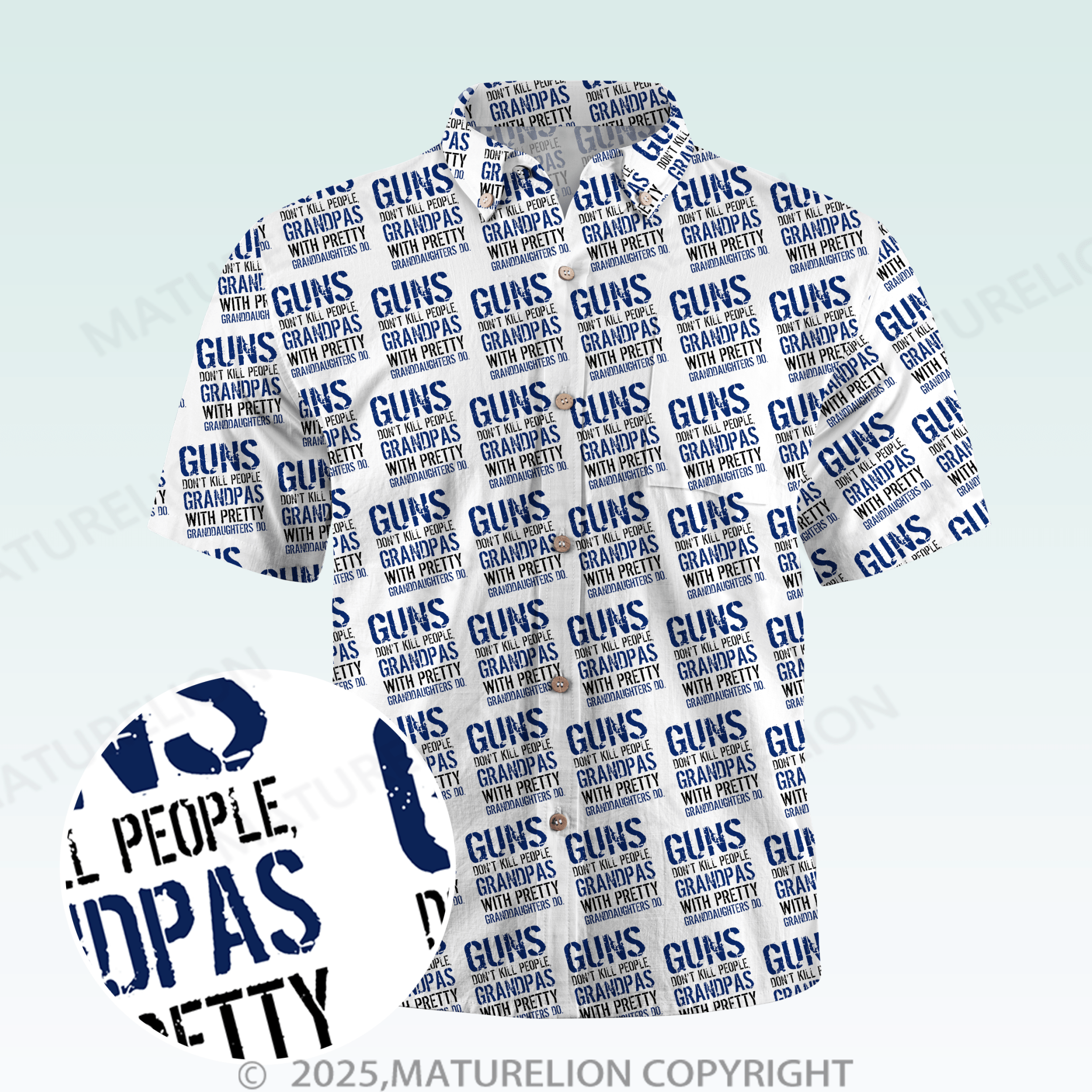 Maturelion Men's Hawaiian Shirt Guns Don't Kill People Dads With Pretty Daughters Do Hawaiian Shirt