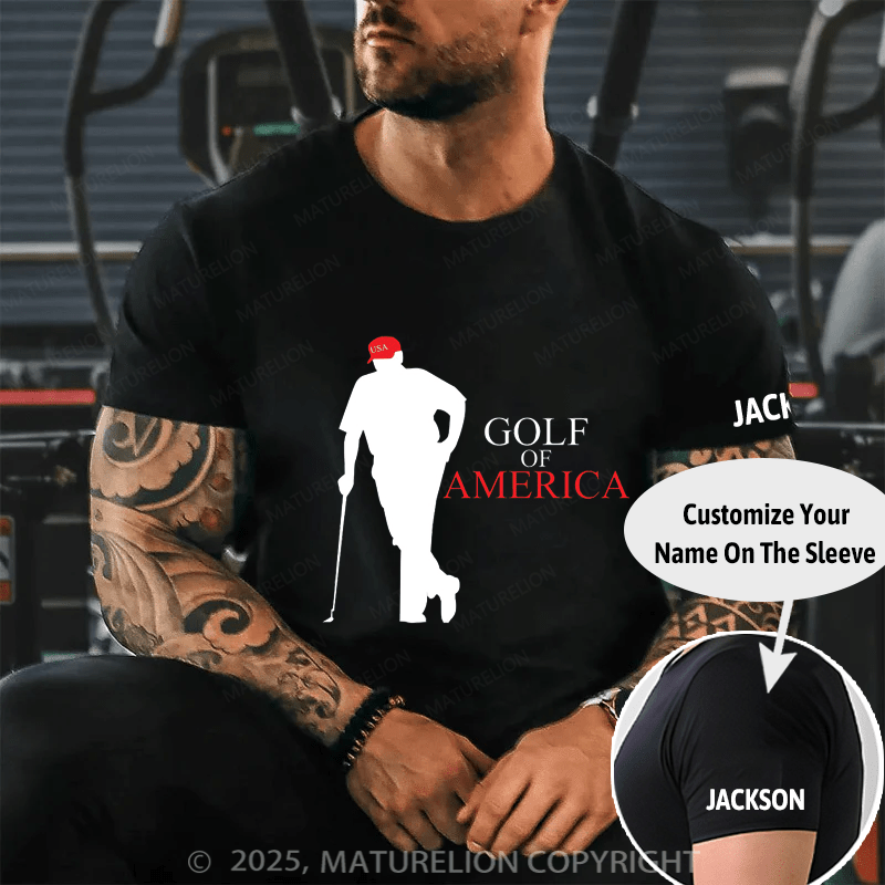 Maturelion Men's T-shirt Golf of America Classic Cotton T-shirt