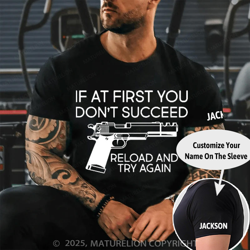 Maturelion Men's T-shirt Reload and Try Again Cotton T-shirt