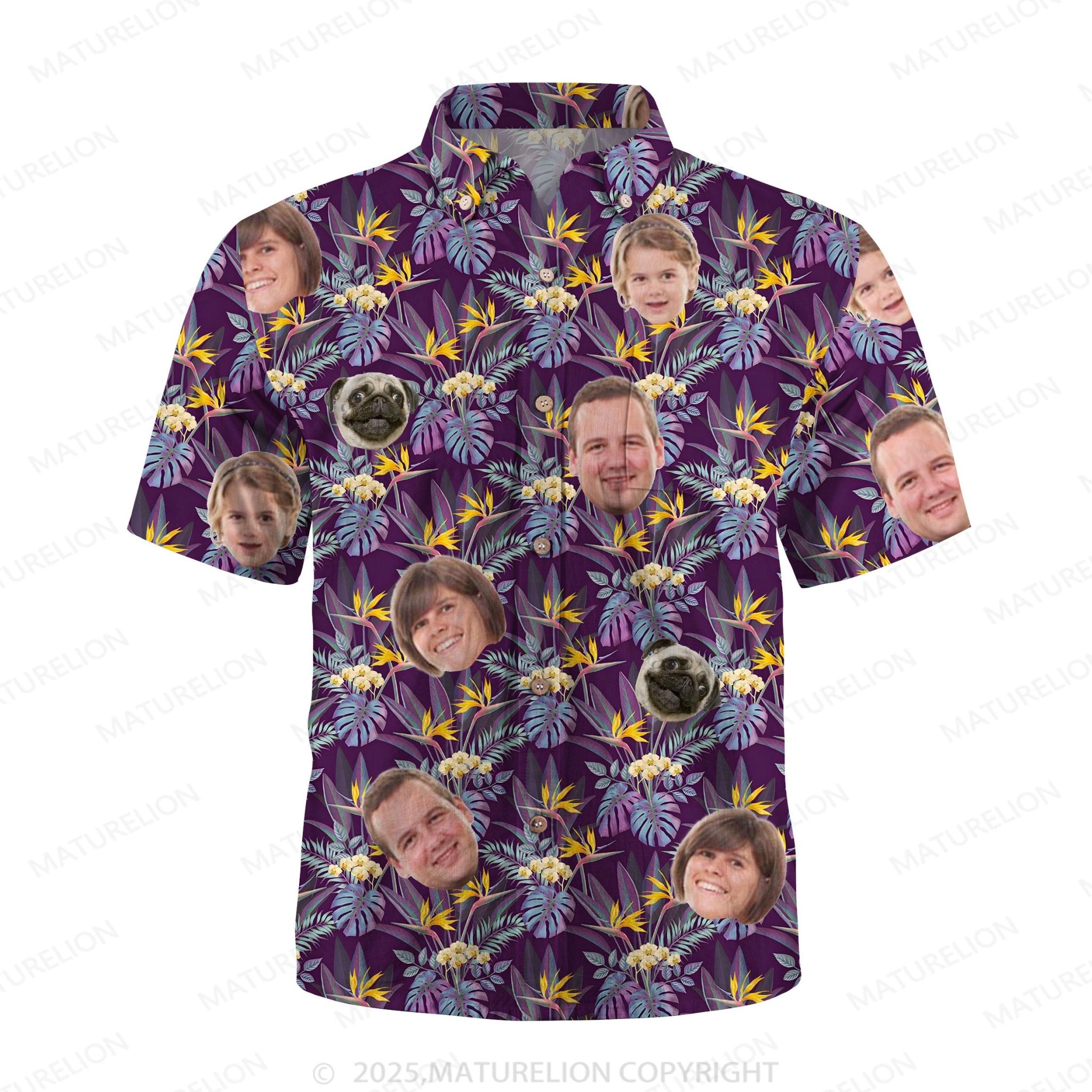 Maturelion Aloha Shirts Custom Face Design Hawaiian Shirt