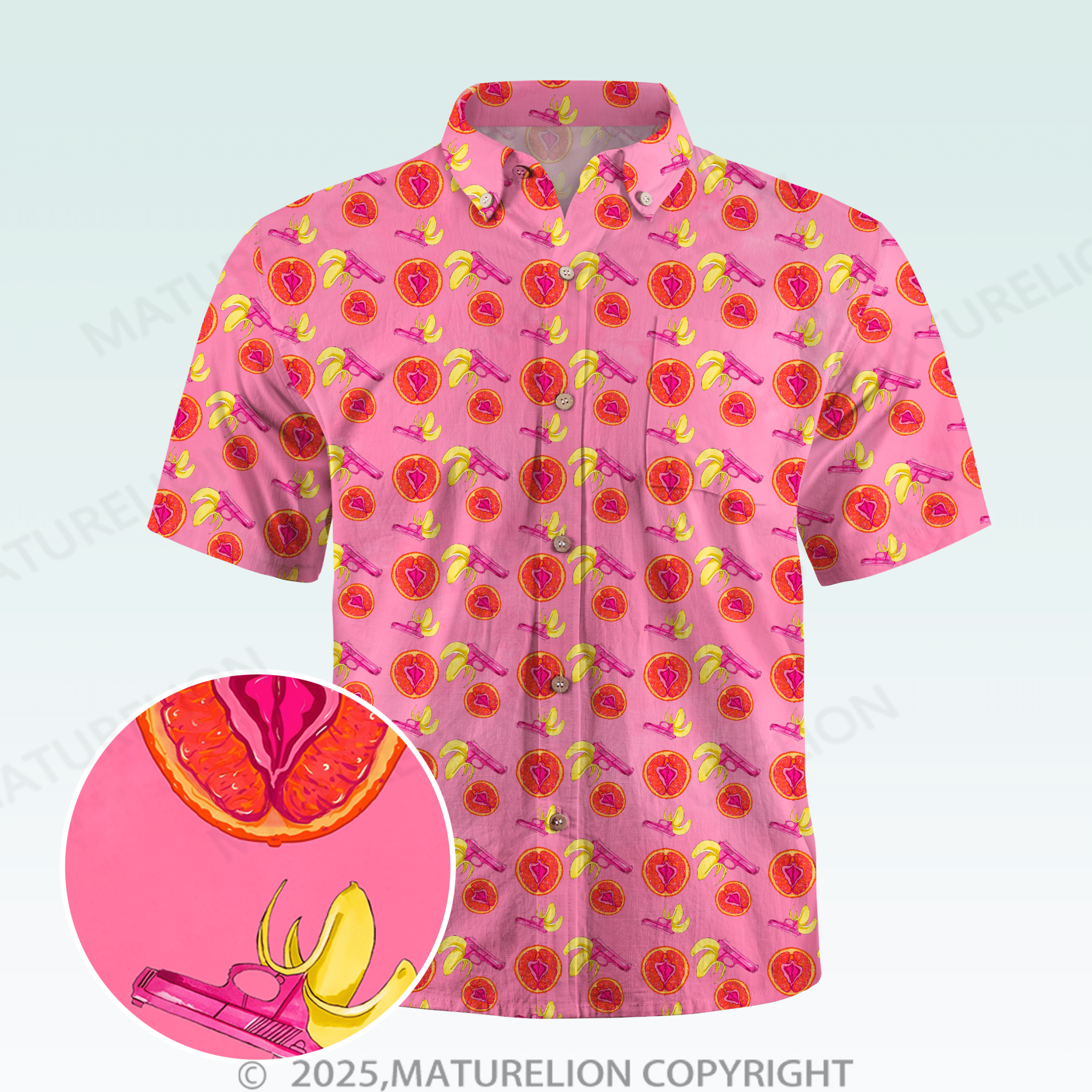Maturelion Men's Hawaiian Shirt  Just Eat It Hawaiian Shirt