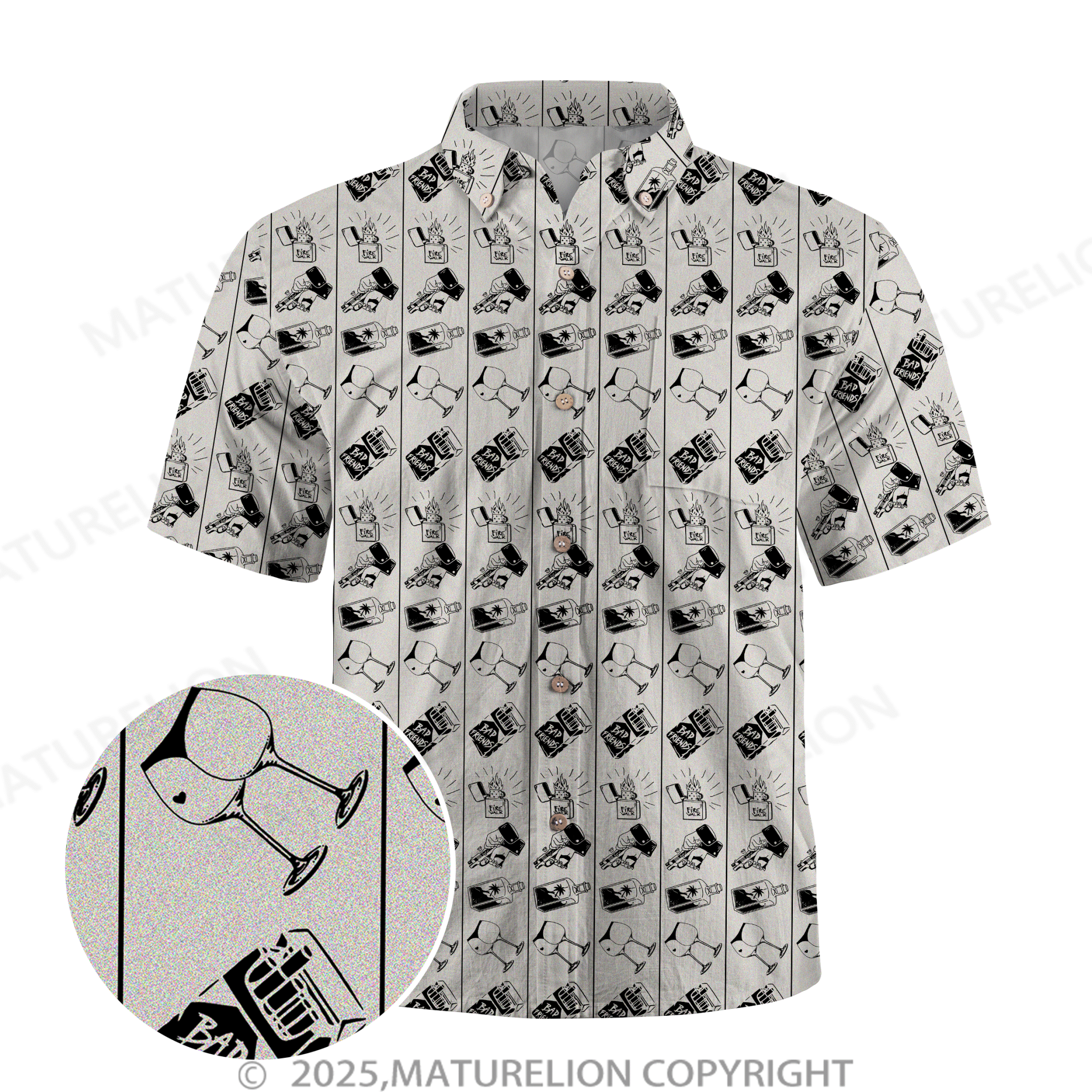 Maturelion Men's Hawaiian Shirt Floral Rush Hawaiian Shirt