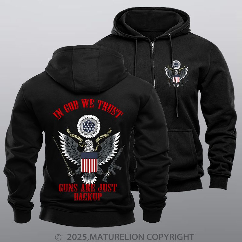Maturelion Men's Hoodie In God We Trust Zipper Hoodie