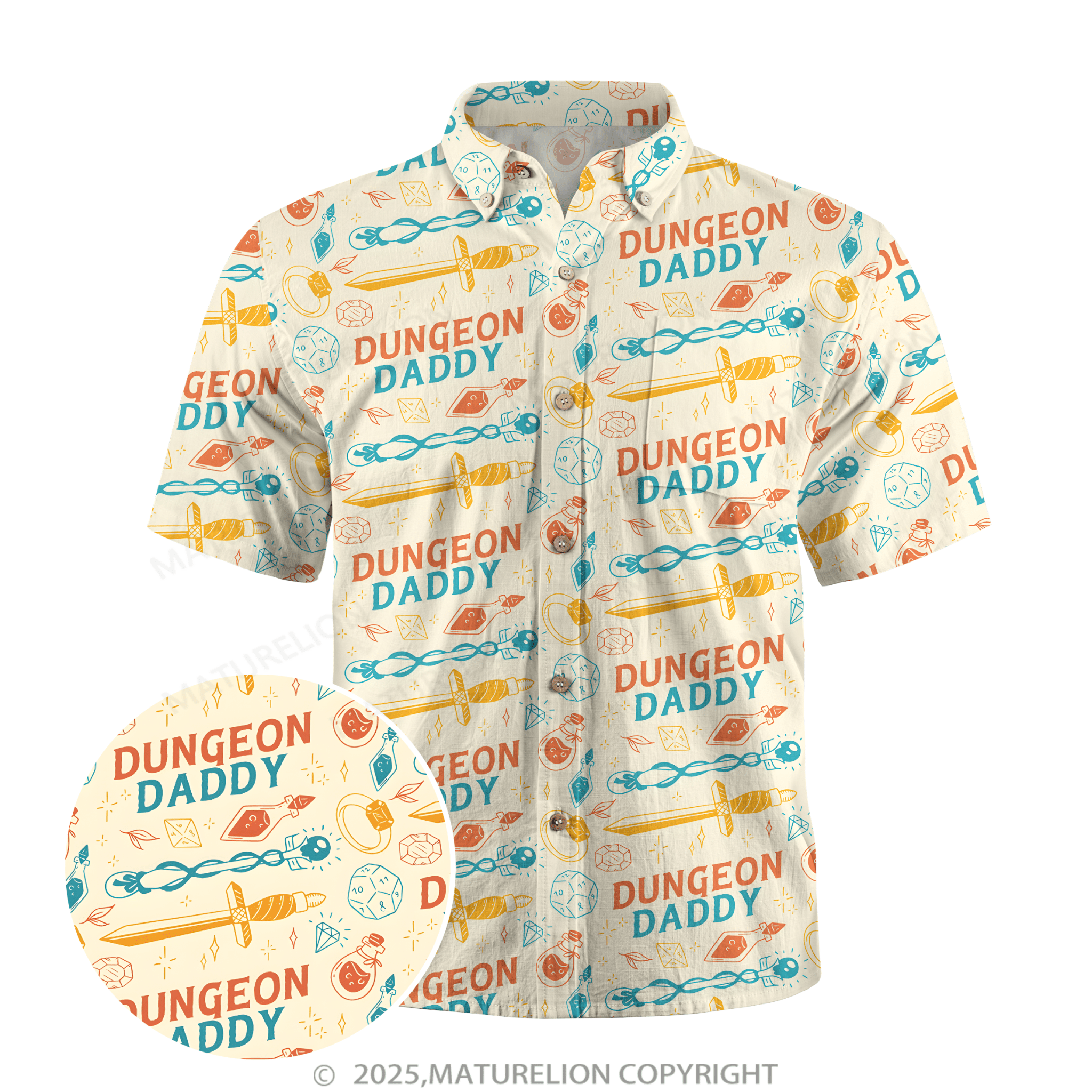 Maturelion Aloha Shirts Dungeon Daddy Hawaiian Shirt