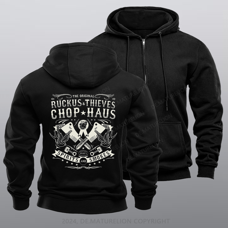 Maturelion Men's Hoodie Ruckus and Thieves Zipper Hoodie