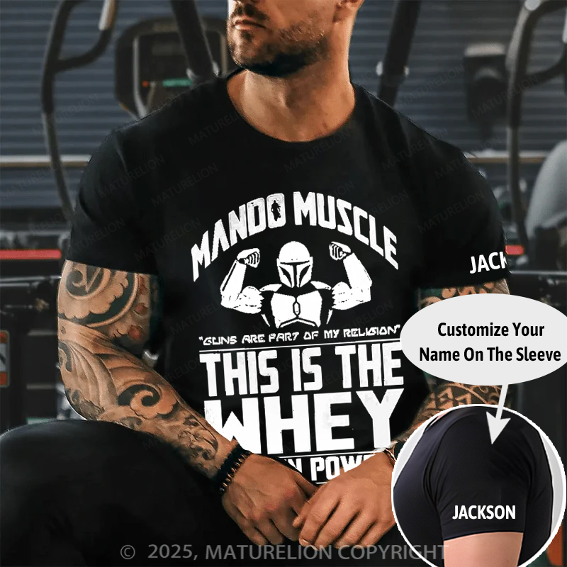 Maturelion Men's T-Shirt Mando Muscle This is the Whey Protein Powder Cotton T-Shirt