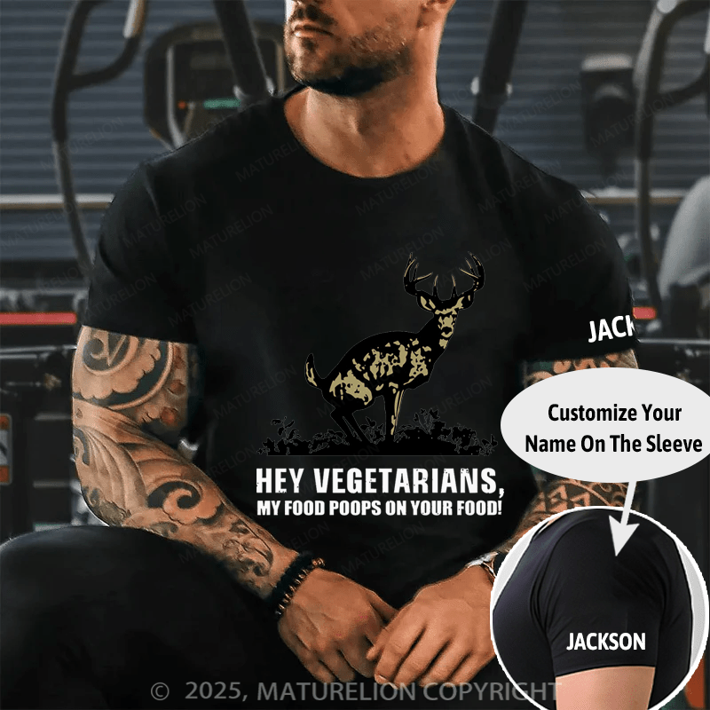 Maturelion Men's T-shirt Food Poops Vegetarians Essential Cotton T-shirt