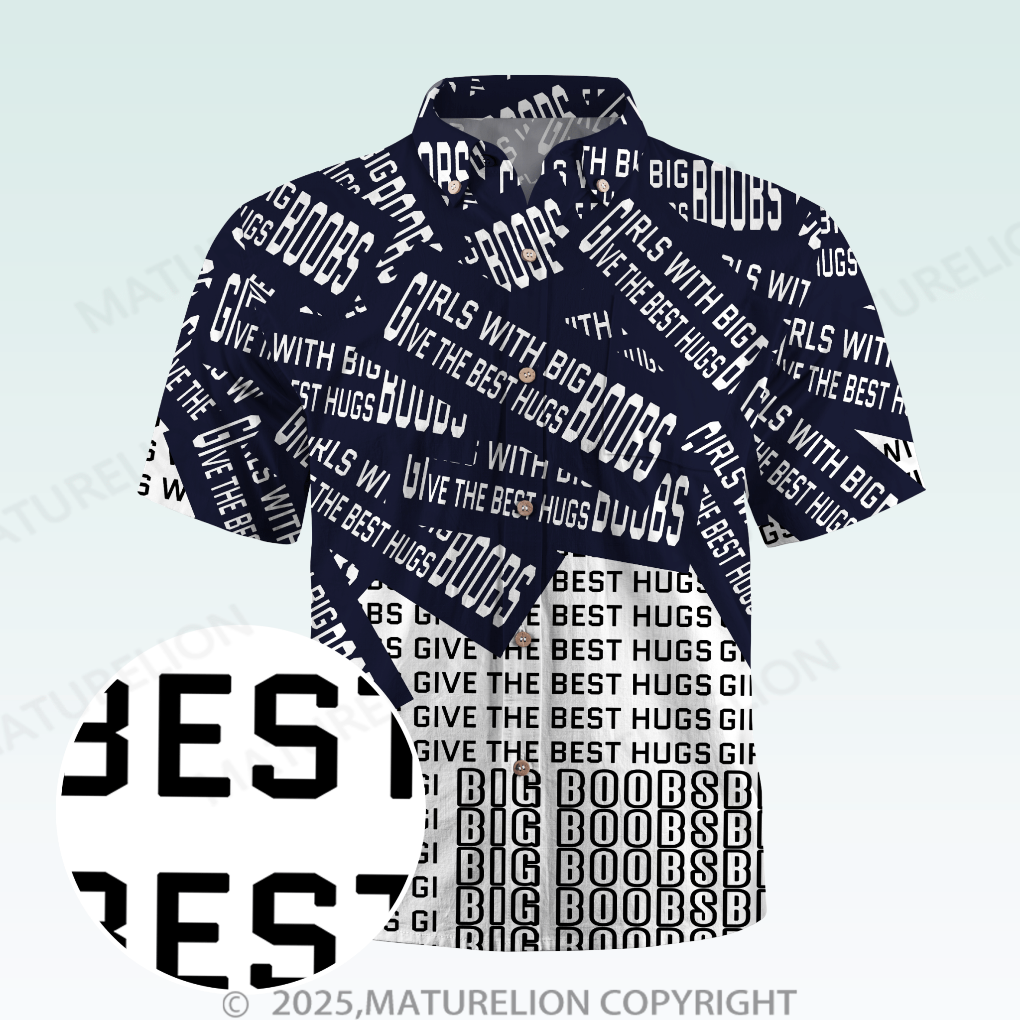 Maturelion Men's Hawaiian Girls With Big Boobs Give The Best Hugs Hawaiian Shirt