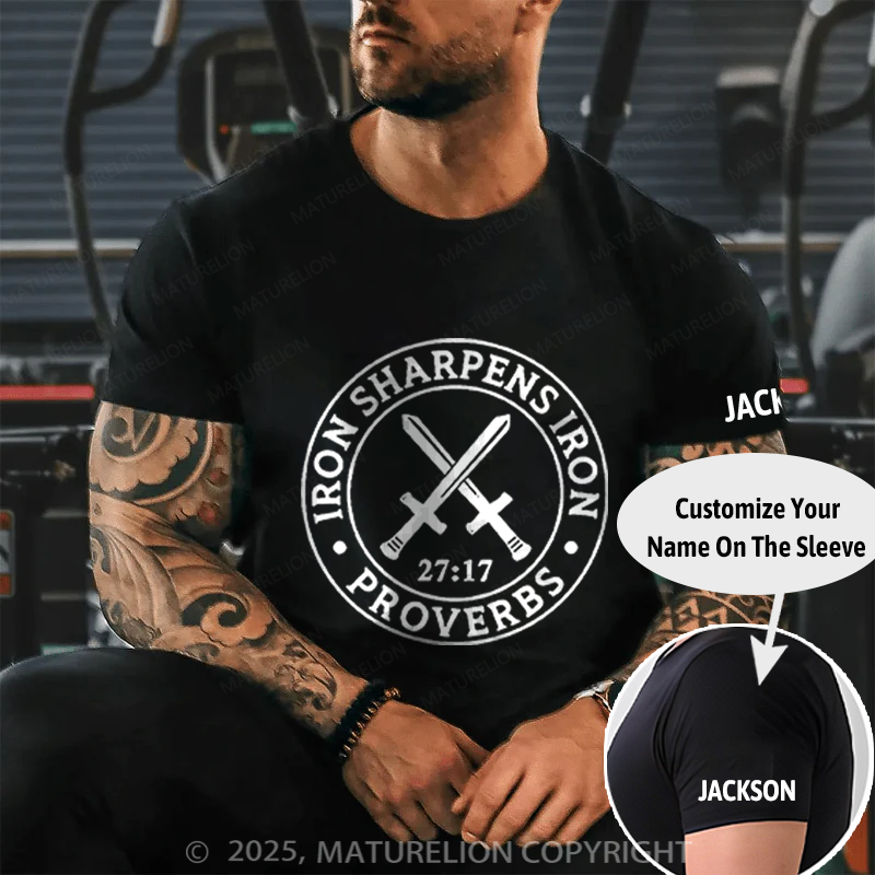 Maturelion Men's T-shirt Iron Sharpens Iron Cotton T-shirt