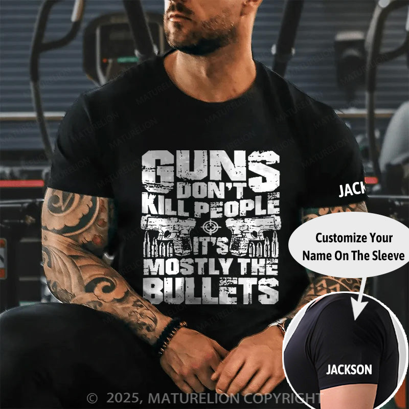 Maturelion Men's T-shirt Guns don't Kill people Cotton T-shirt