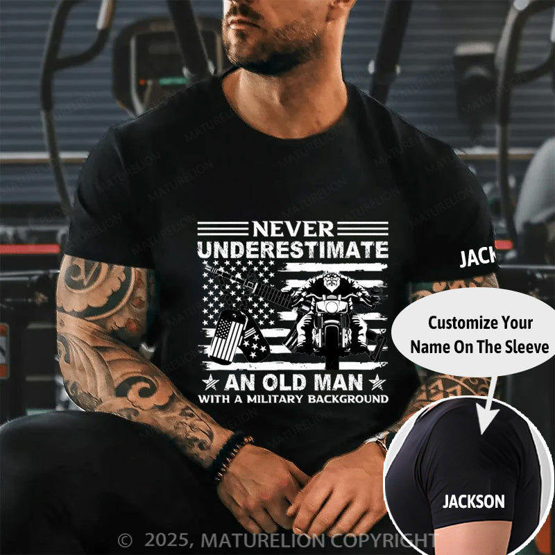 Maturelion Men's T-shirt Never Underestimate an Old Man with a Military Cotton T-shirt