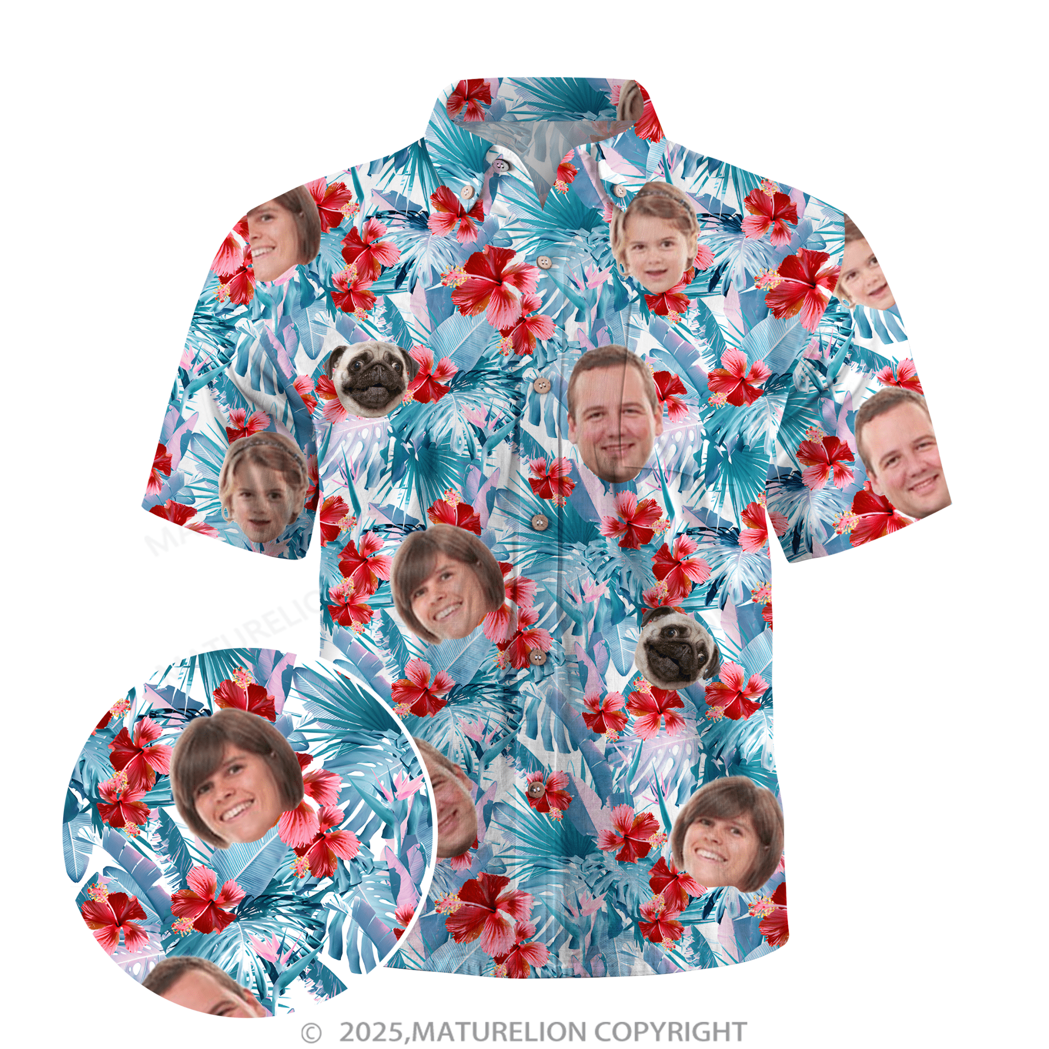 Maturelion Aloha Shirts Your Face on a Custom Hawaiian Shirt