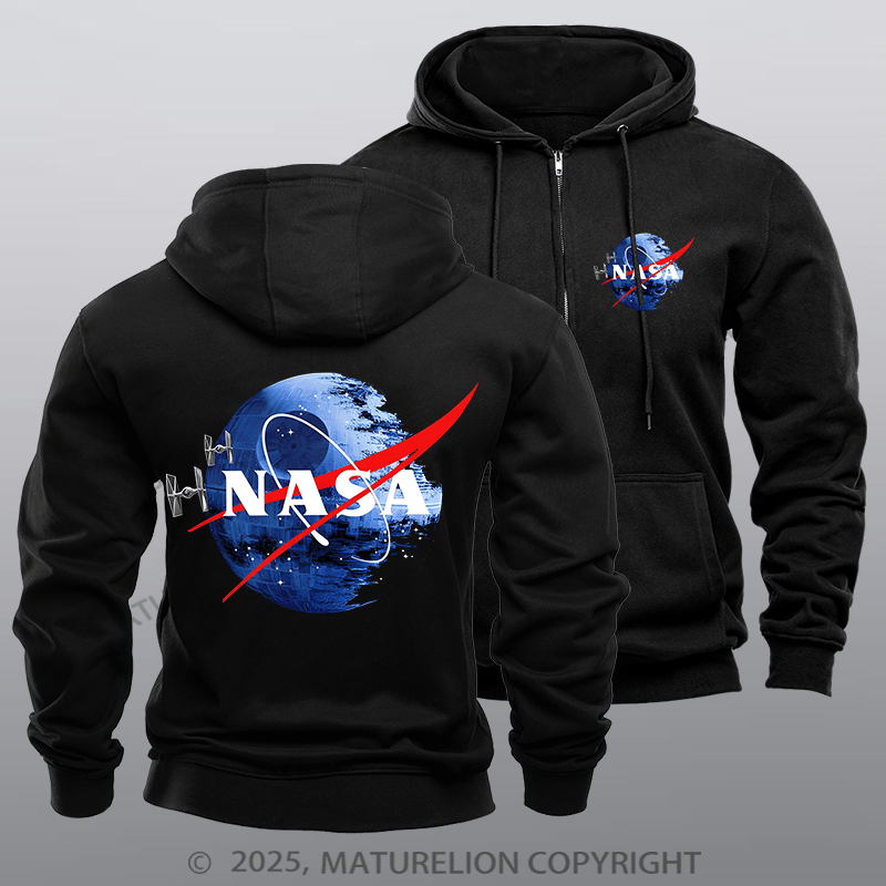 Maturelion Men's Hoodie Inspired Guava Iguana Death Star Graphic Zipper Hoodie