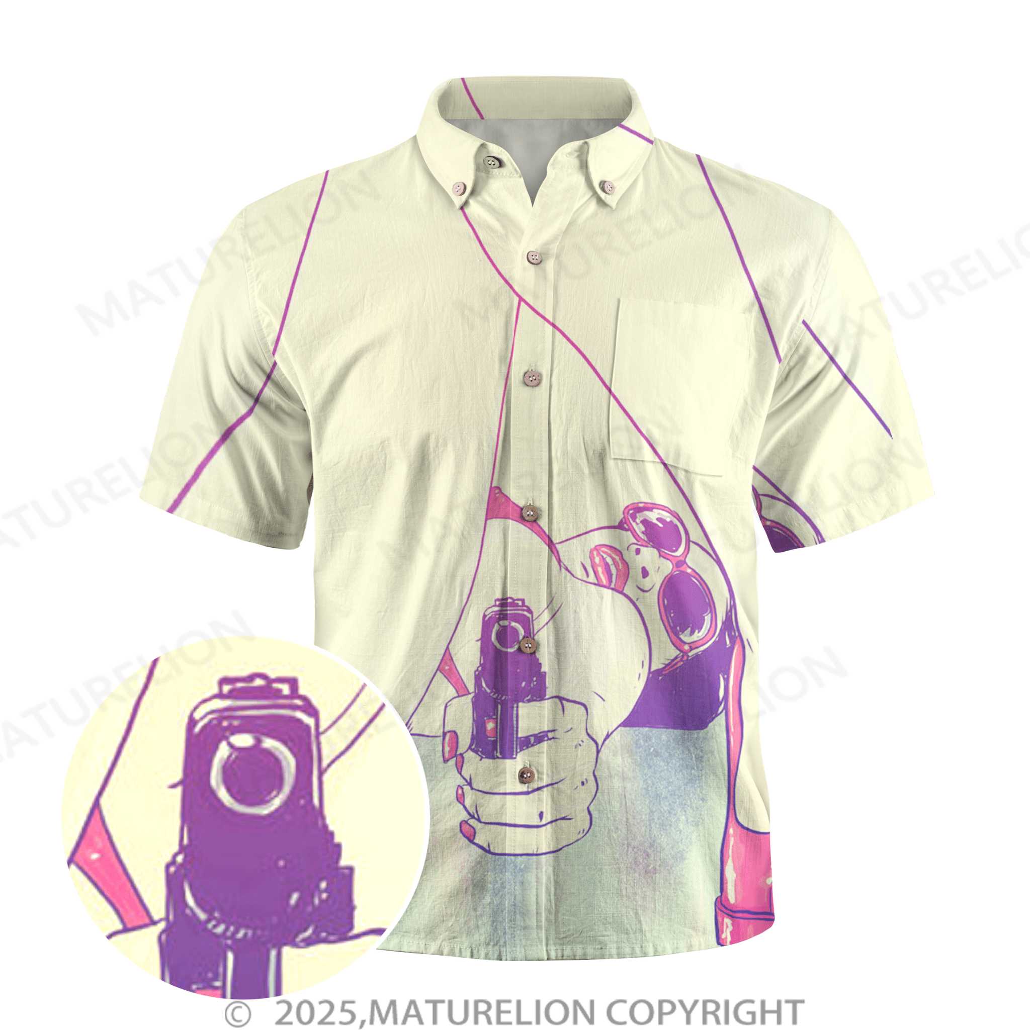 Maturelion Men's Hawaiian Shirt Aloha Baby Let’s Turn Up the Heat Hawaiian Shirt