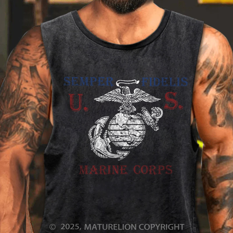 Maturelion Men's Tank Top USMC Semper Fidelis Tank Top