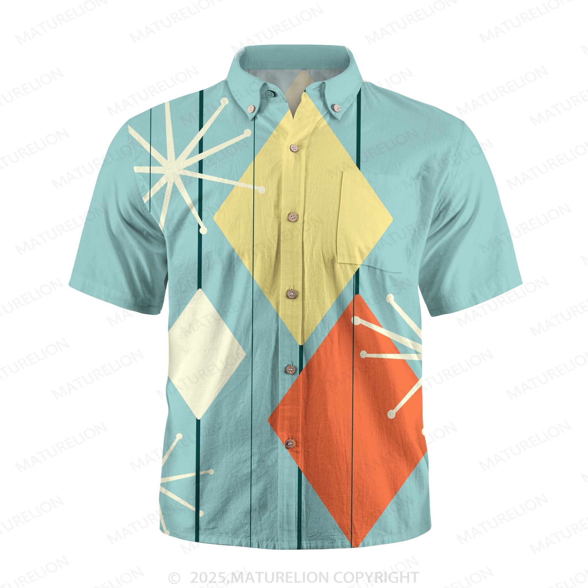 Maturelion Atomic Argyle Print Hawaiian Shirt