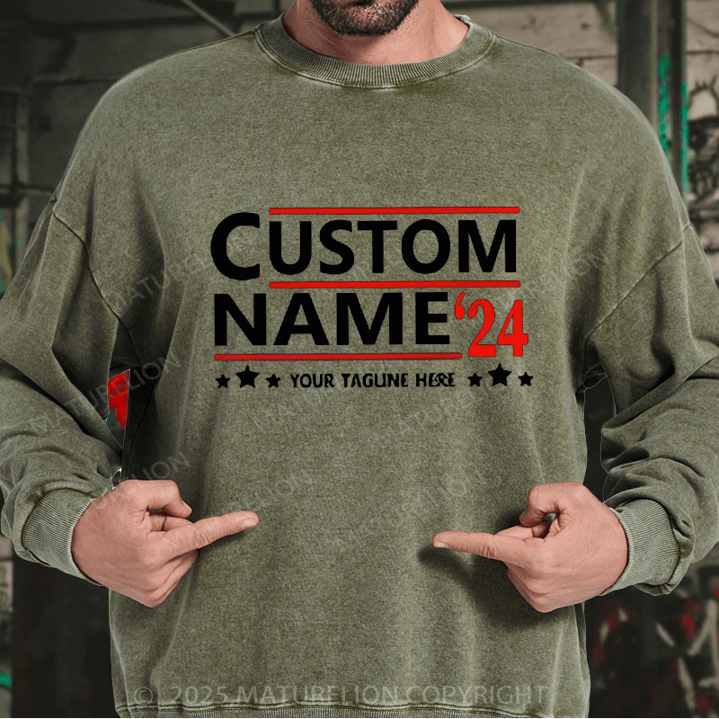 Maturelion Men's Sweatshirts 2024 President Sweatshirts Washed Sweatshirts