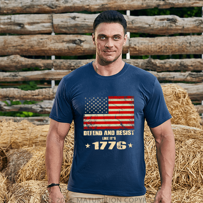 Maturelion Men's T-Shirt Defend and Resist Like It's 1776 T-Shirt