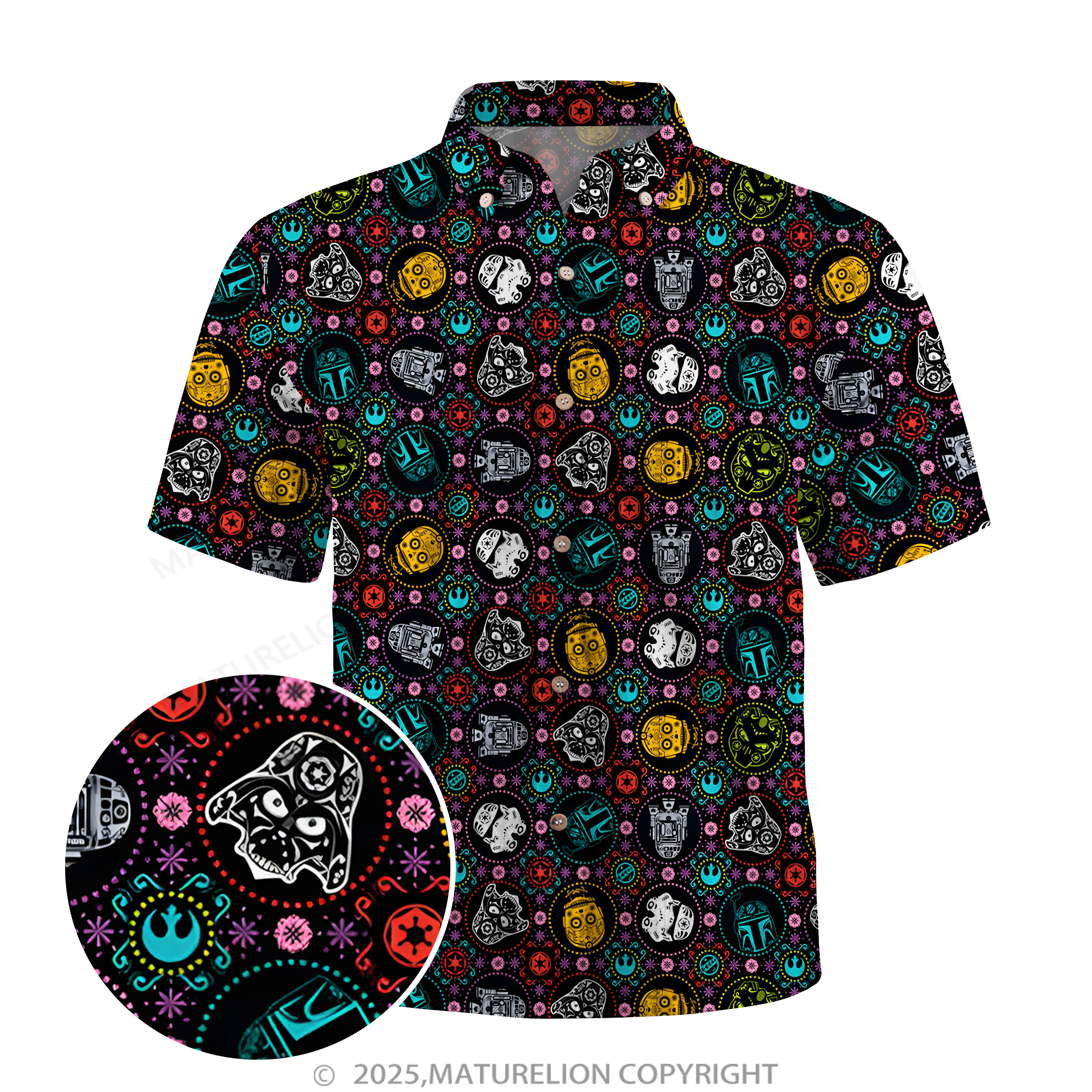 Maturelion Men's Hawaiian Shirt Galactic Synthwave Sith Lord Hawaiian Shirt
