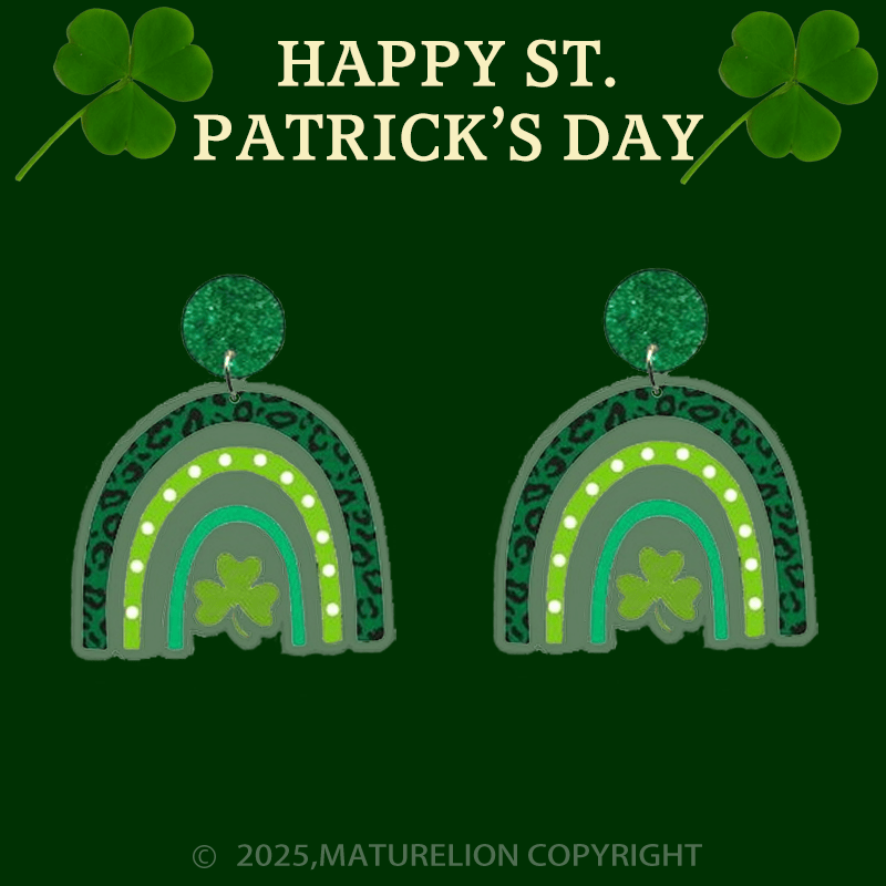 Maturelion St Patrick's Earring St. Patrick's Day Luck Earring Green and Gold Beads