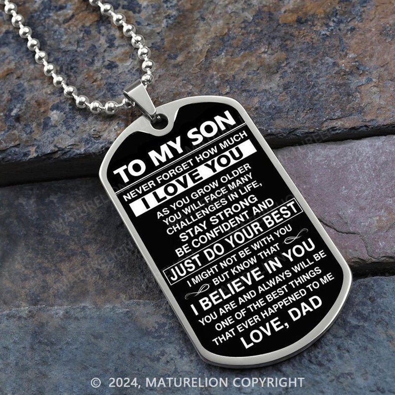 Maturelion To My Son Dog Tag Necklace Military Unique Gifts