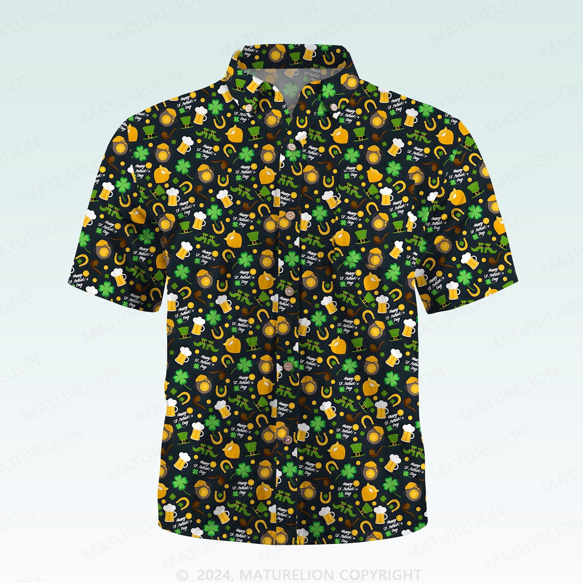 Maturelion St. Patrick's Hawaiian Shirt 1950s Irish Breeze Hawaiian Shirt