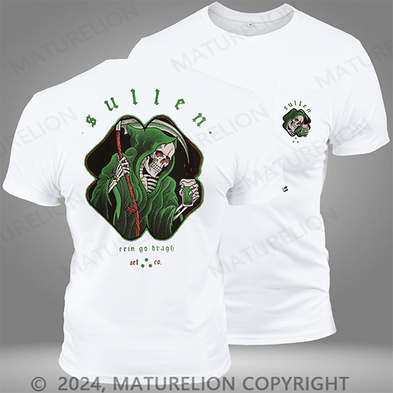 Maturelion Erin Go Bragh Green Reapers and Beer Black Pocket T-Shirt