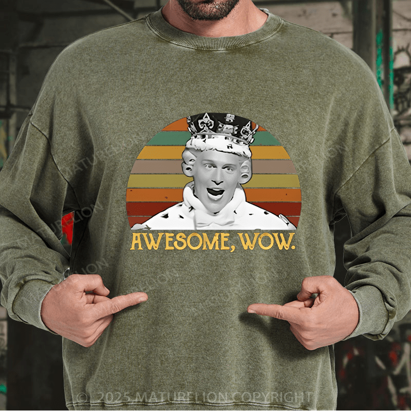 Maturelion Men's Sweatshirts  Awesome Wow King George III Hamilton Sweatshirts Washed Sweatshirts