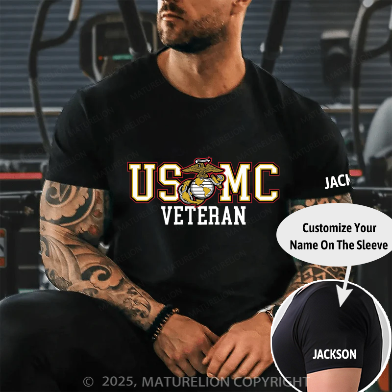 Maturelion Men's T-shirt Bold USMC Veteran Cotton T-shirt