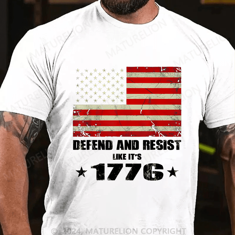 Maturelion Men's T-Shirt Defend and Resist Like It's 1776 T-Shirt