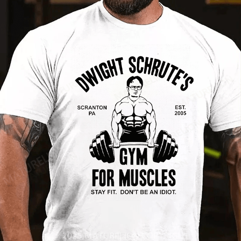 Maturelion Men's T-Shirt Dwight Schrute Gym For Muscles Essential Cotton T-Shirt
