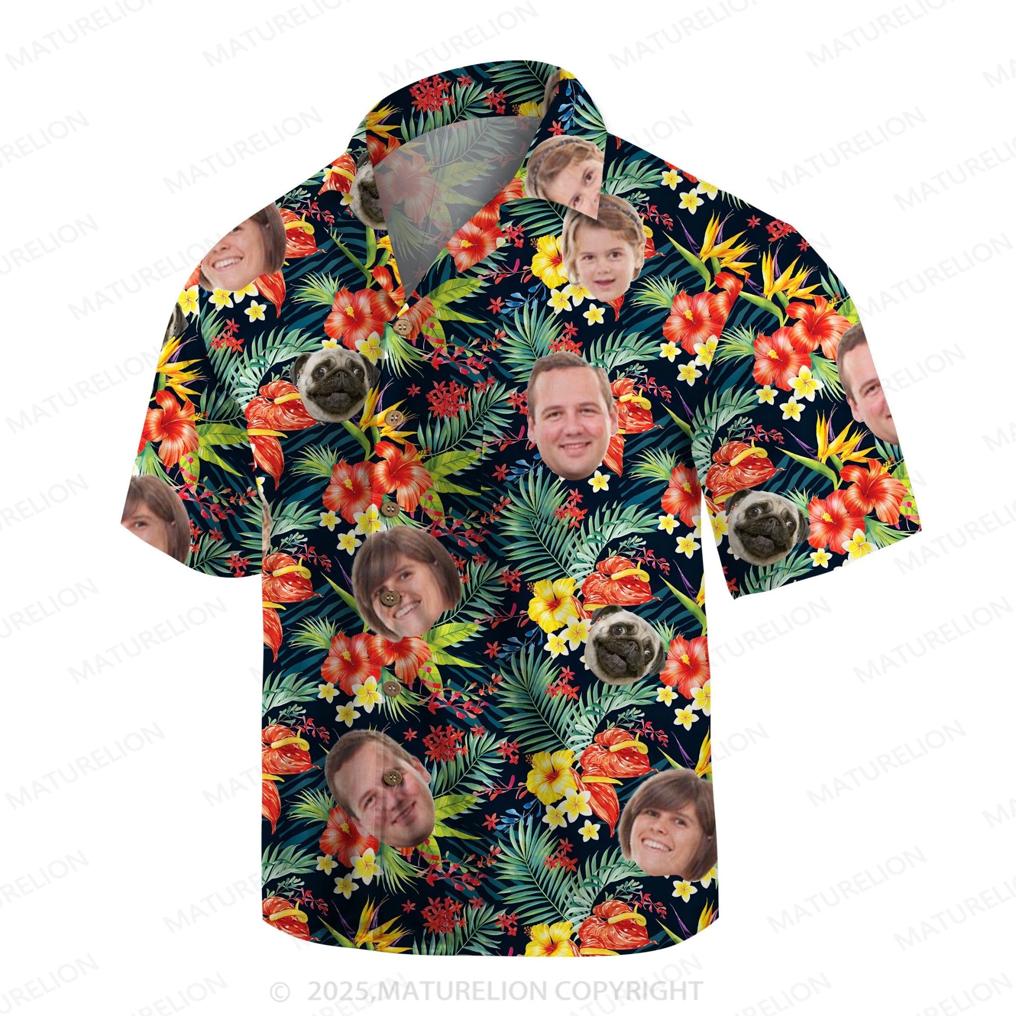 Maturelion Aloha Shirts Hawaiian Shirt with Your Custom Face Print Hawaiian Shirt