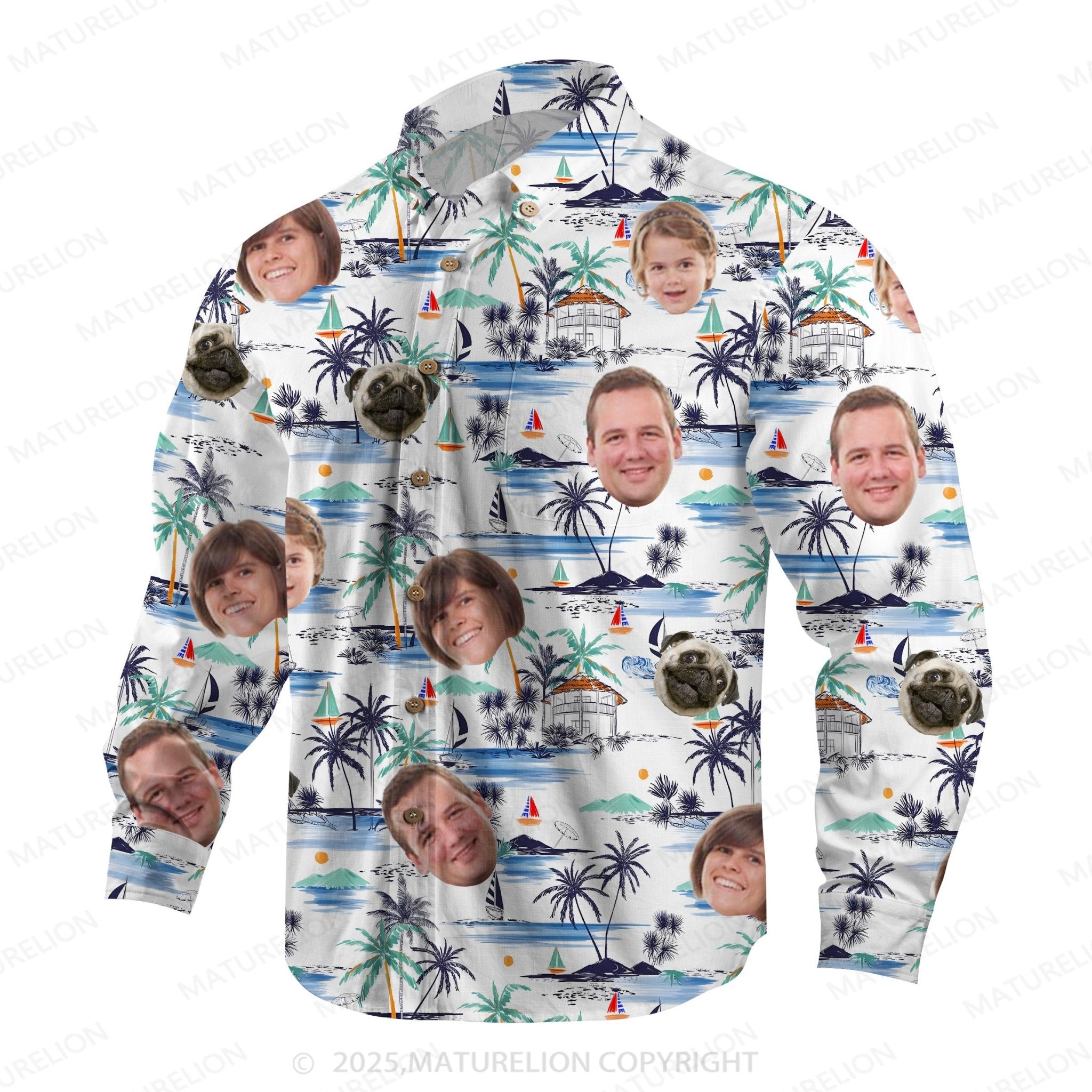 Maturelion Aloha Shirts Personalized Hawaiian Shirt with Your Face Hawaiian Shirt