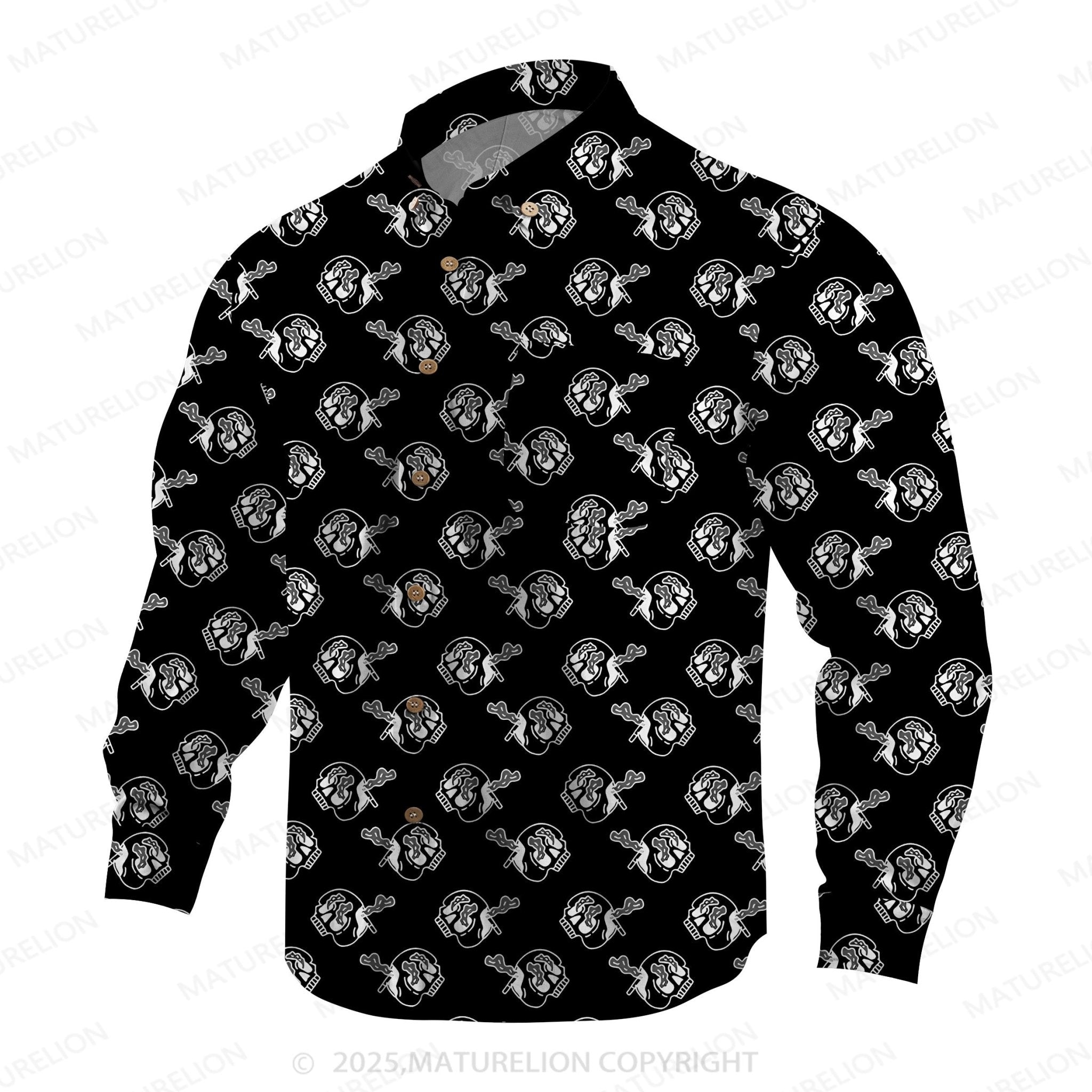 Maturelion Men's Hawaiian Shirt Skull Funny Print Hawaiian Shirt