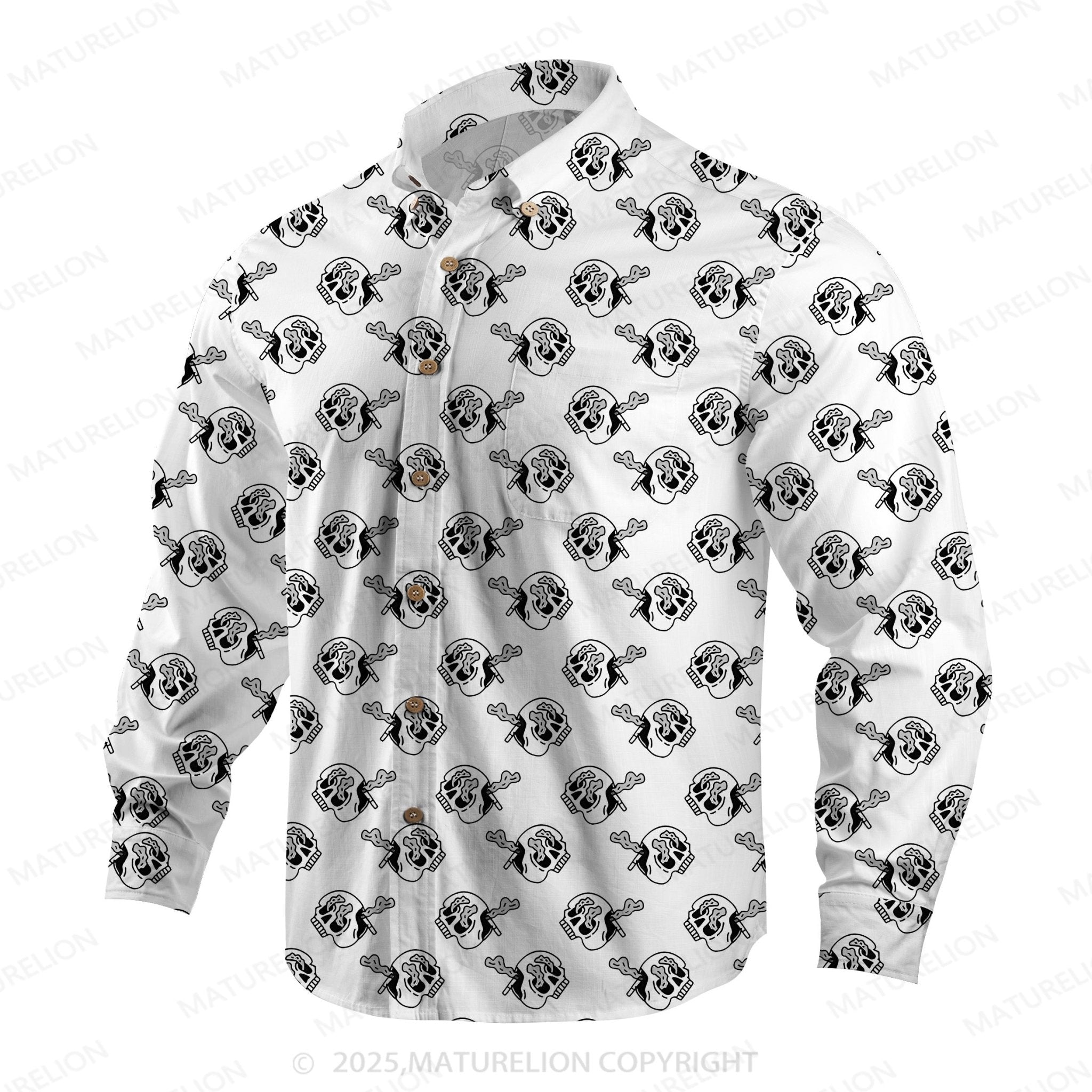 Maturelion Men's Hawaiian Shirt Skull Funny Print Hawaiian Shirt