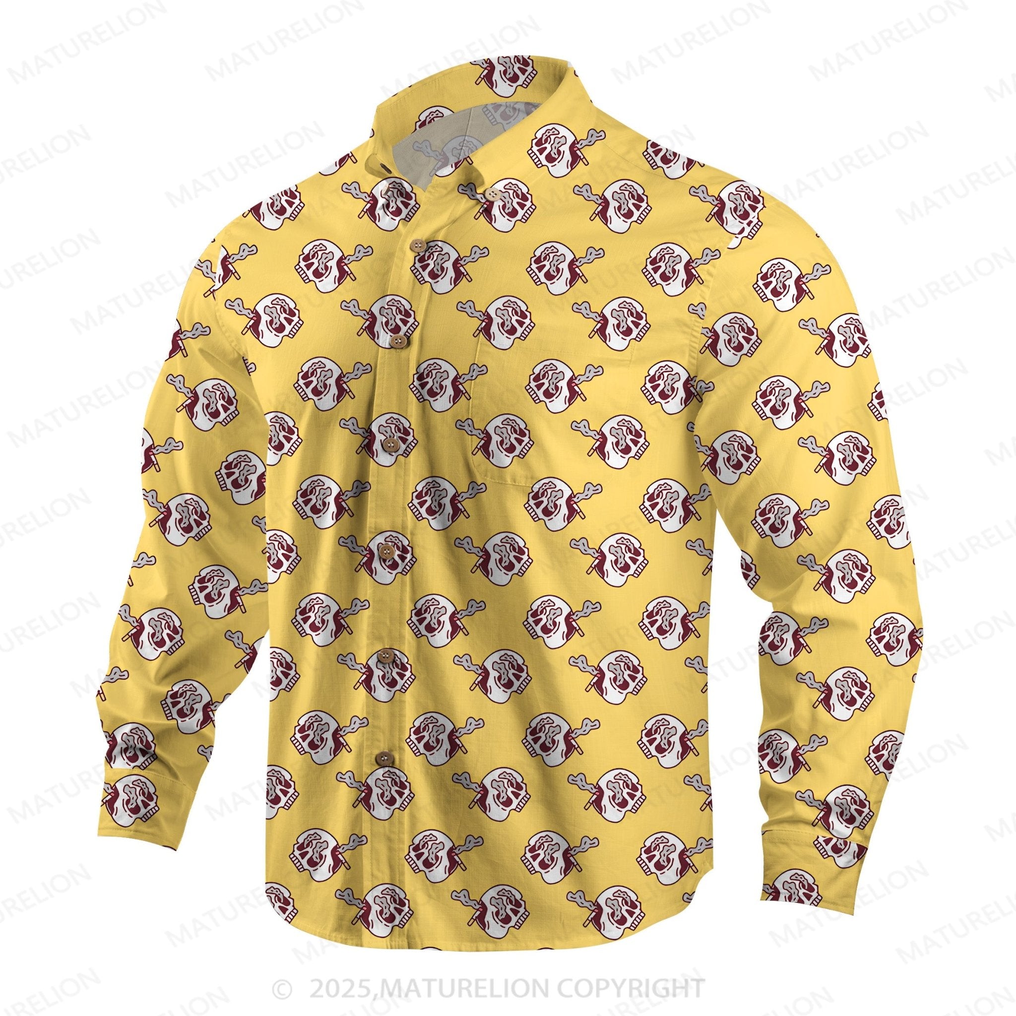 Maturelion Men's Hawaiian Shirt Skull Funny Print Hawaiian Shirt